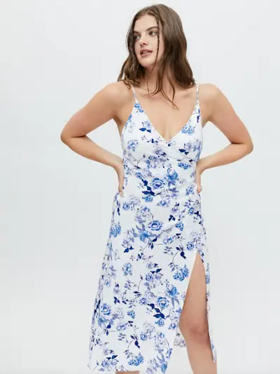 Perfect Summer Dresses Ideas for vacation travels - UO Lily Satin Wrap Midi Dress